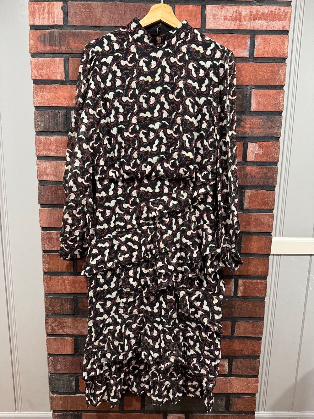 Saloni ISA Ruffle Dress Noir Daybreak